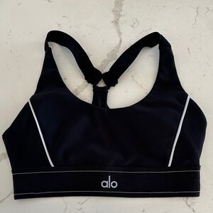 ALO Yoga Black Sports Bra with White Accents